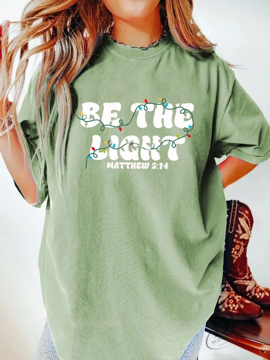 Be The Light Matthew 5:14 Christmas Lights Christian Scripture T-Shirt
